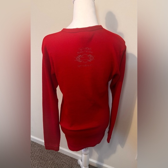 Harley Davison Long Sleeve Thermal Eye Hook Cardigan Red Size XL - Picture 4 of 9